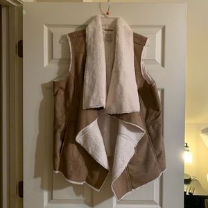Faux suede and sherpa vest